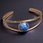 Bracelet Lapis-lazuli cabochon Acier plaqué or rose