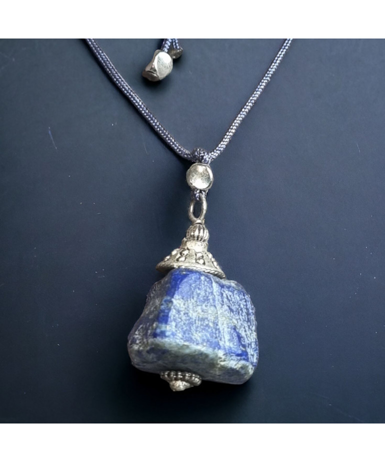 Pendentif Lapis-lazuli sur cordon réglable