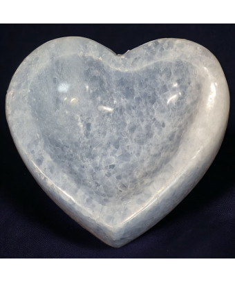 Cœur Calcite bleue réceptacle à pierres