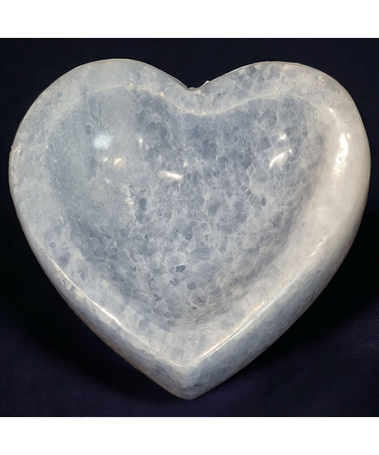 Cœur Calcite bleue réceptacle à pierres