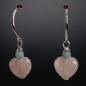 Boucles Quartz rose Cœurs Argent 925