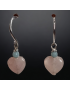 Boucles d'oreilles Quartz rose cœurs