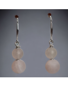Boucles Quartz rose mat boules Argent 925