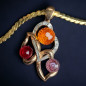 Pendentif Zirconium trois couleurs avec chaîne plaqué or