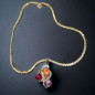 Pendentif Zirconium trois couleurs avec chaîne plaqué or