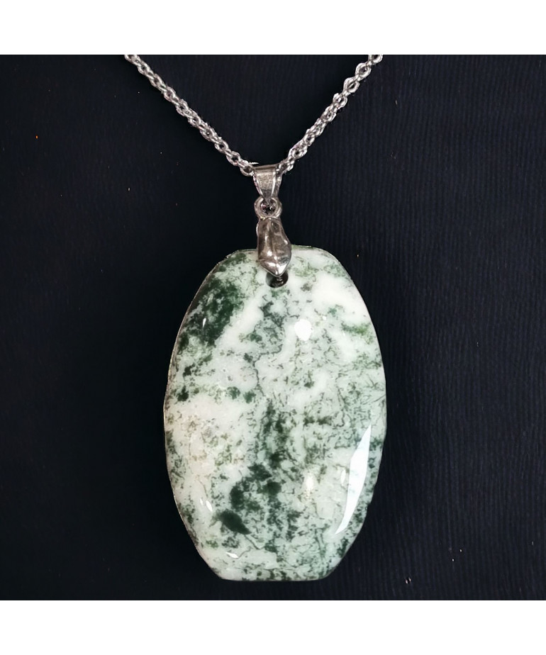 Pendentif Agate arbre avec chaîne