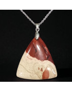 Pendentif Jaspe rouge & paysage triangle sur chaîne