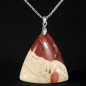 Pendentif Jaspe rouge & paysage triangle sur chaîne