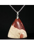 Pendentif Jaspe rouge & paysage triangle sur chaîne