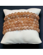 Bracelet Pierre de lune rose Pierre rondes