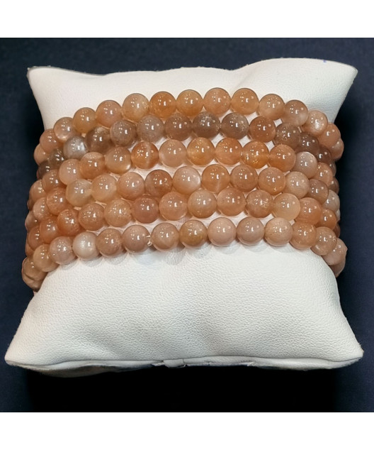 Bracelet Pierre de lune rose Pierre rondes