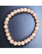Bracelet Pierre de lune rose Pierre rondes