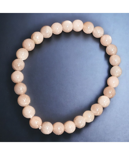 Bracelet Pierre de lune rose Pierre rondes