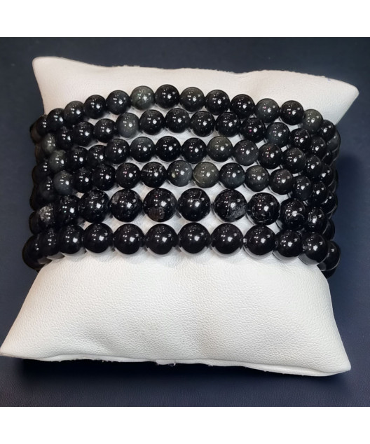 Bracelet Obsidienne Œil céleste Pierre rondes (s)