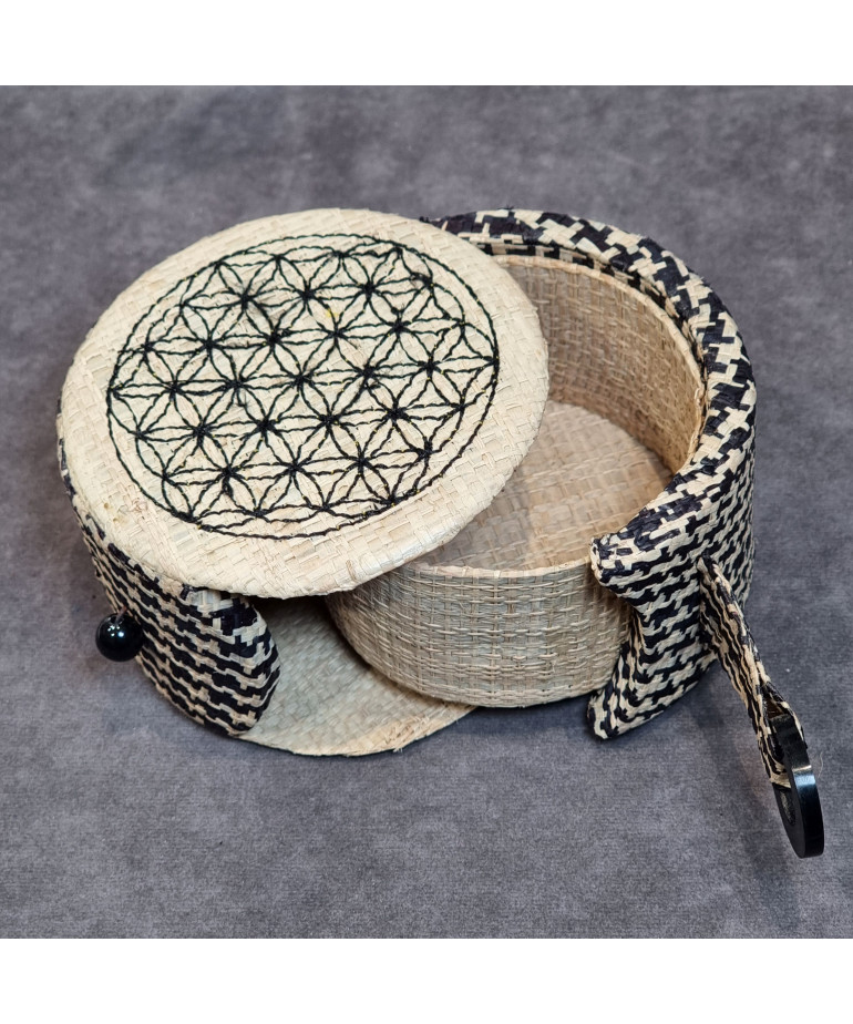 Boîte de rangement & rechargement Fleur de vie ronde pm pour pierres et bracelets