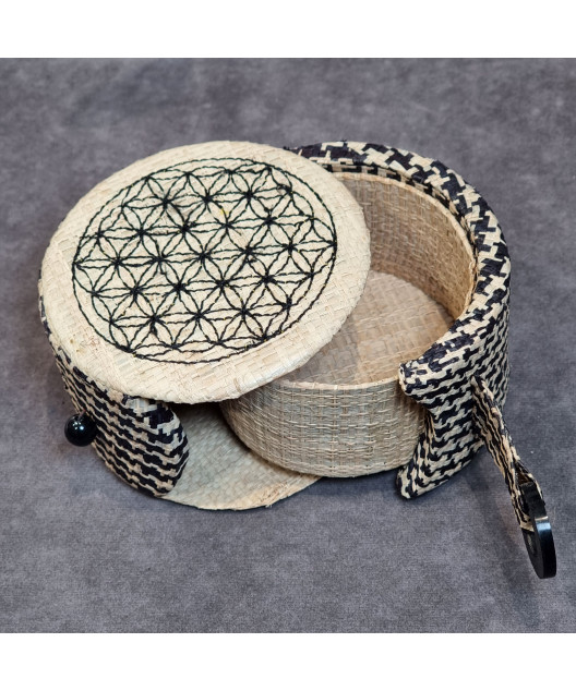 Boîte de rangement & rechargement Fleur de vie ronde pm pour pierres et bracelets