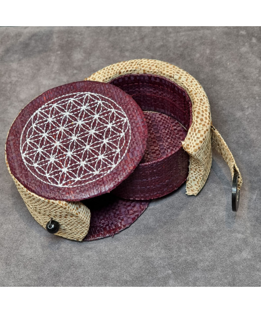 Boîte de rangement & rechargement Fleur de vie ronde pm pour pierres et bracelets