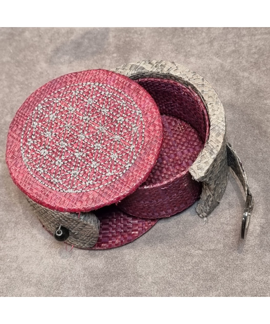 Boîte de rangement & rechargement Fleur de vie ronde pm pour pierres et bracelets
