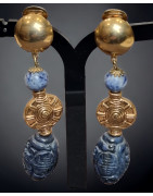 Boucles Sodalite à clips plaqué or