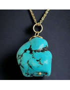 Pendentif Turquoise avec chaîne plaquée or