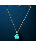 Pendentif Turquoise avec chaîne plaquée or