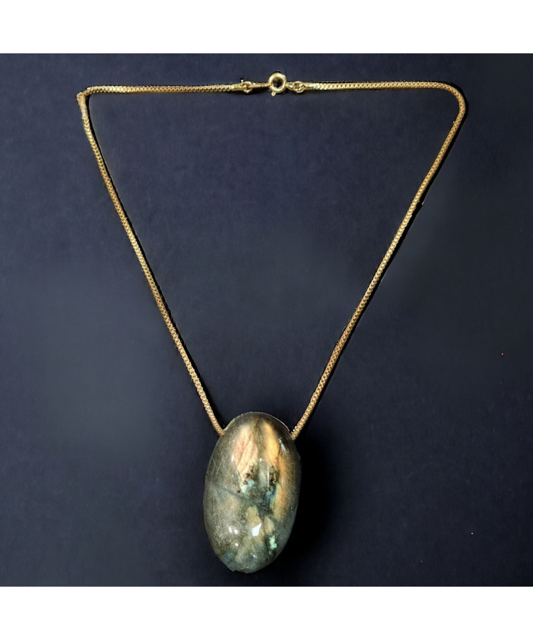 Pendentif Labradorite avec chaîne plaquée or