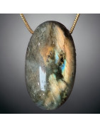 Pendentif Labradorite avec chaîne plaquée or