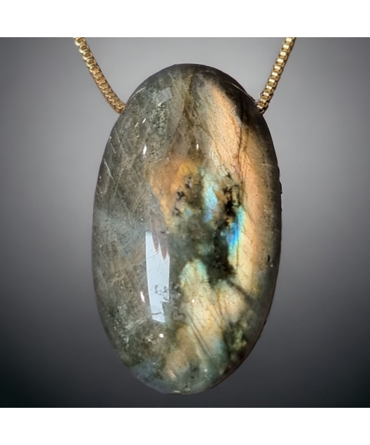 Pendentif Labradorite avec chaîne plaquée or