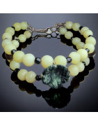 Bracelet Jade facetté Fleur Zoïsite Quartz fumé & Onyx sur câble acier double
