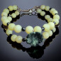 Bracelet Jade facetté Fleur Zoïsite Quartz fumé & Onyx sur câble acier double