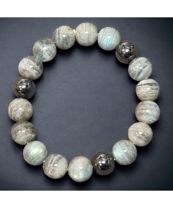 Bracelet Labradorite & Hématite Pierres rondes 10mm