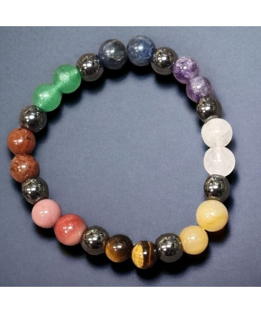 Bracelet 7 Chakras modèle enfant Pierres rondes 6mm