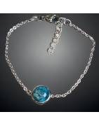 Bracelet Apatite bleue cabochon avec fermoir