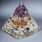 Pyramide Orgonite de protection Quartz rutile tourmaline &  Améthyste pm