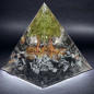 Pyramide Orgonite de protection Obsidienne neige & Péridot pm