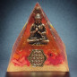 Pyramide Orgonite de protection Corail & Bouddha - Fleur de vie GM