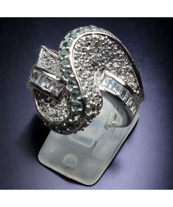 Bague Aigue marine & Zirconium Argent 925 Taille 52