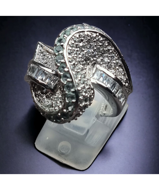 Bague Aigue marine & Zirconium Argent 925 Taille 52