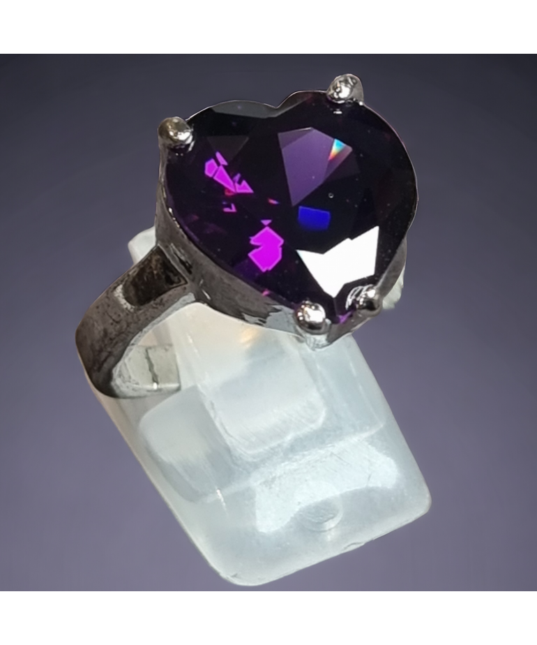 Bague Zirconium cœur Métal rhodié Taille 57