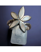 Bague Nacre fleur Argent 925 Taille 56