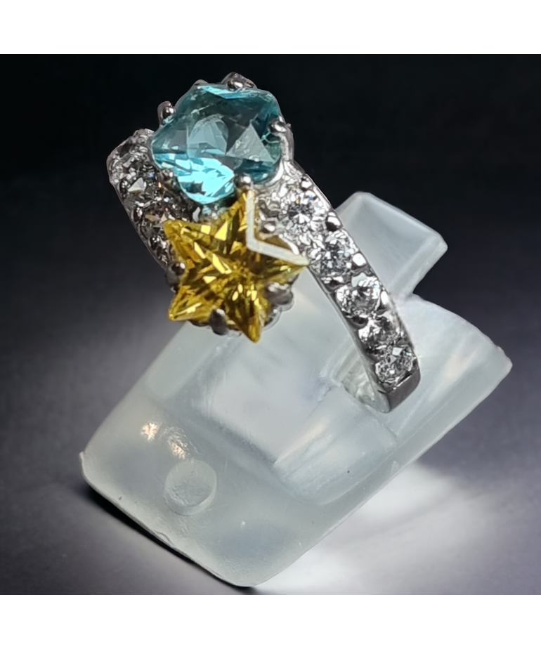 Bague Zirconium deux couleurs Argent 925 Taille 59