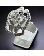 Bague Swarovski fleur Acier inox Taille 56+