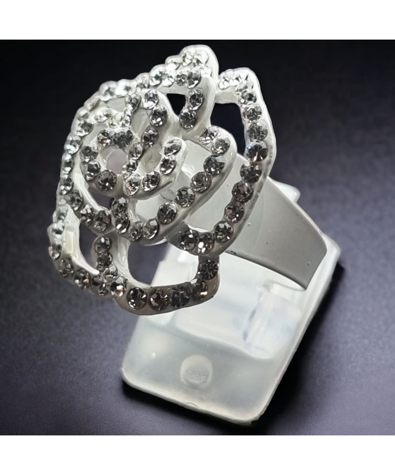 Bague Swarovski fleur Acier inox Taille 56+