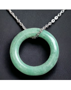 Pendentif Aventurine verte Anneau Taille 61 avec chaîne
