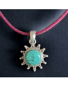 Pendentif Turquoise soleil Argent 925 avec cordon réglable