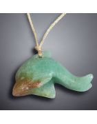 Pendentif Dauphin Aventurine verte avec cordon