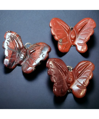 Pendentif Jaspe rouge Papillon