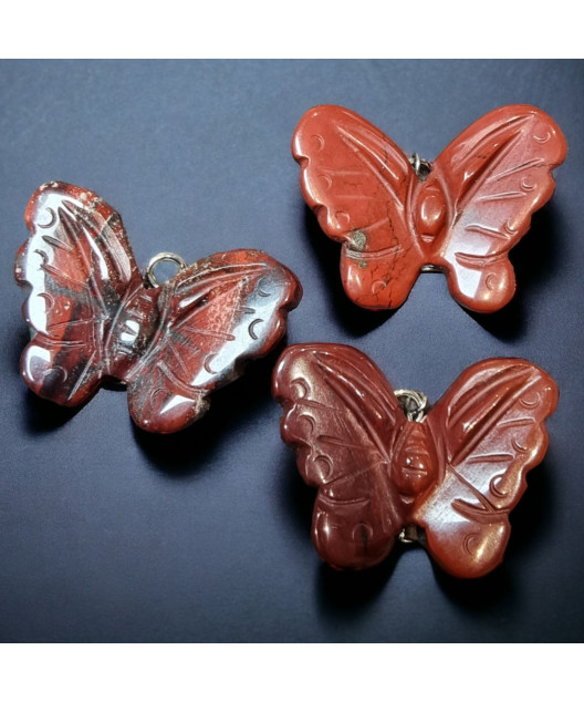 Pendentif Jaspe rouge Papillon