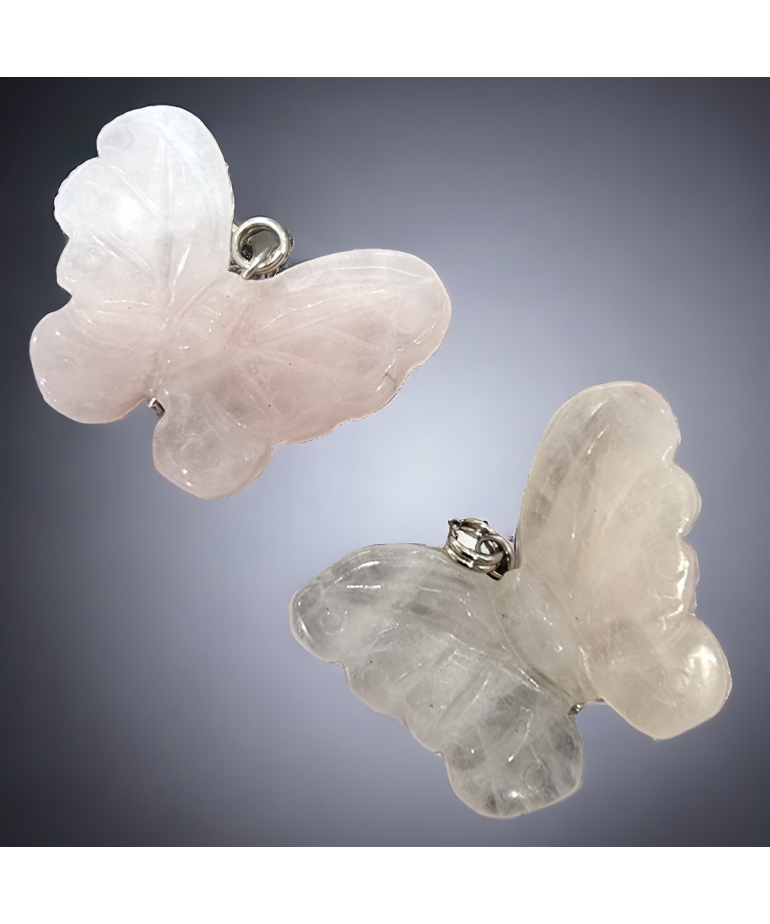 Pendentif Quartz rose Papillon