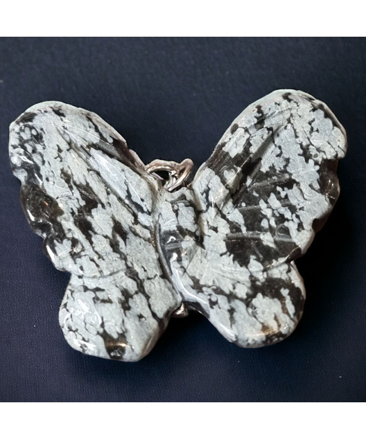 Pendentif Obsidienne neige Papillon